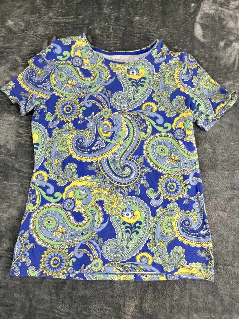 Talbots Womens Blue Paisley Short Sleeve T-Shirt M